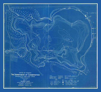 Vintage Map of Oliver Lake, Indiana, 1925