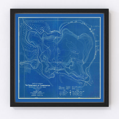 vintage map of Oliver Lake, Indiana, 1925