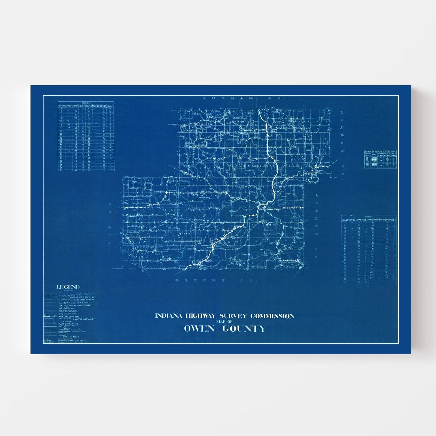 Vintage Map of Owen County, Indiana, 1936
