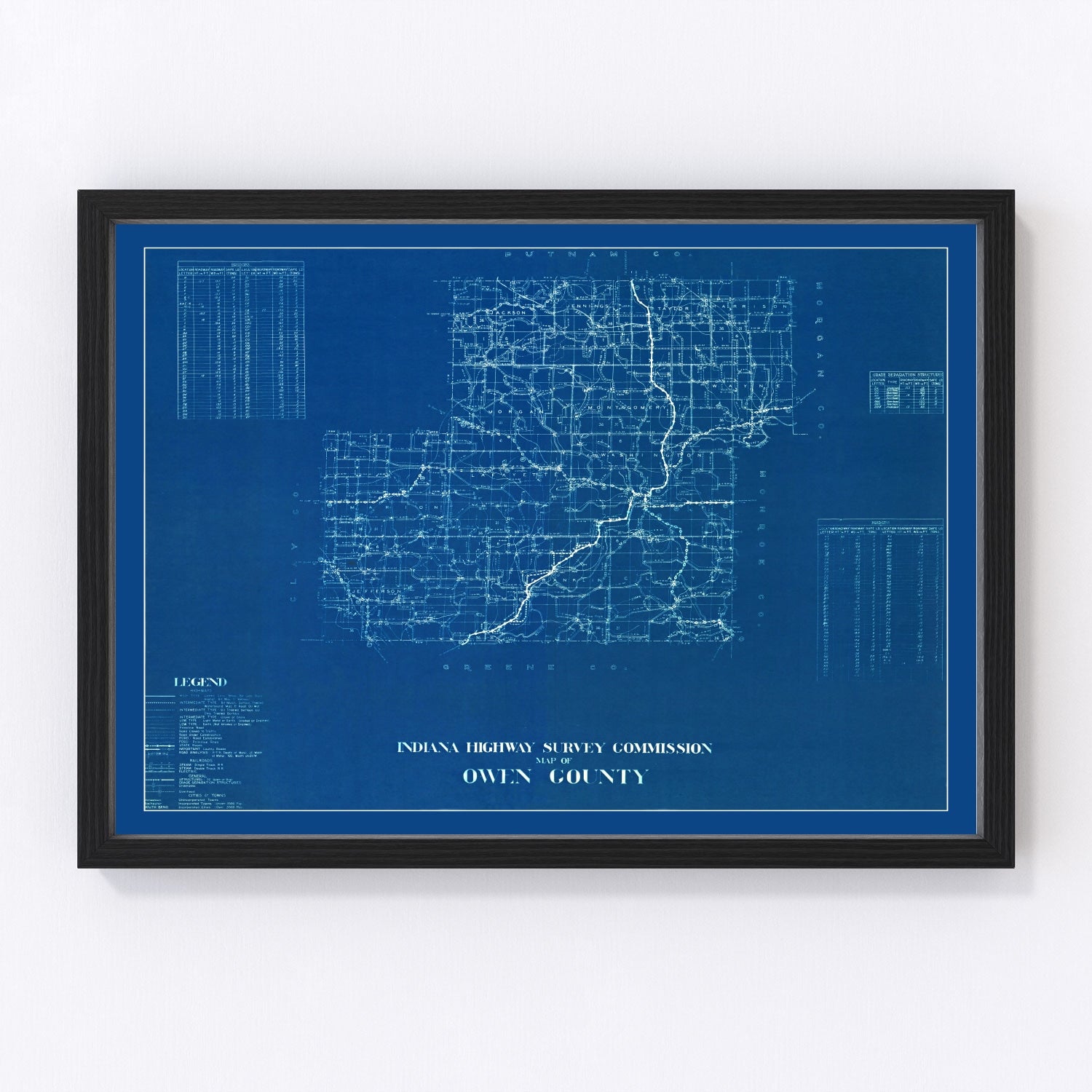 Vintage map of Owen County, Indiana, 1936
