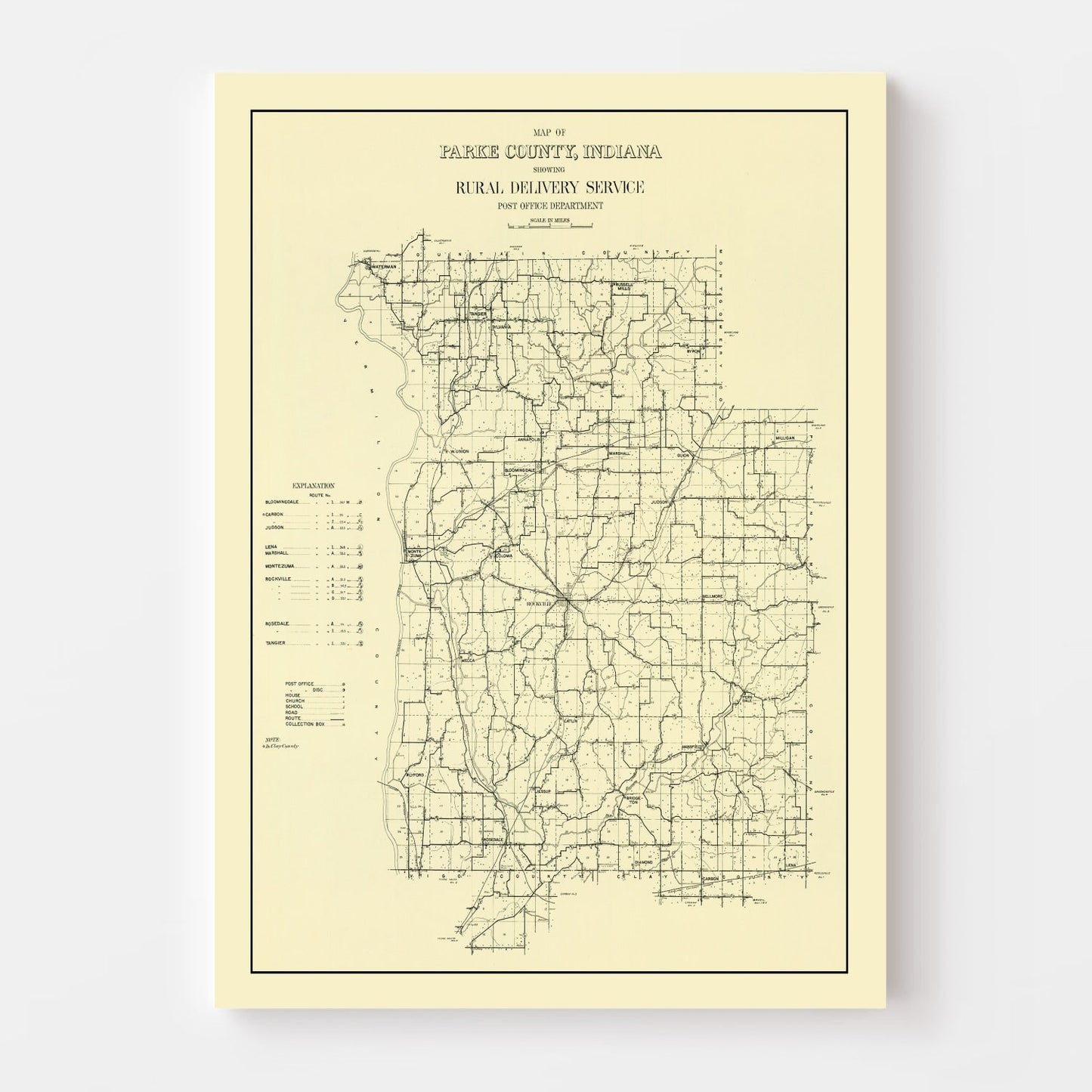 Vintage Map of Parke County, Indiana, 1911