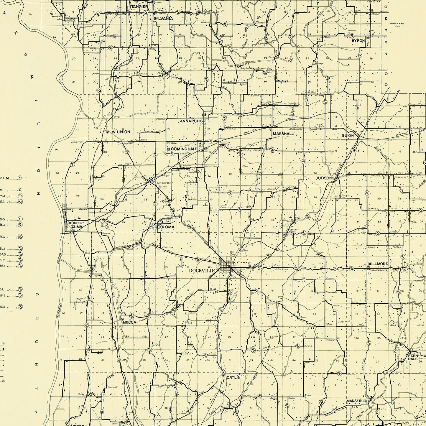 Vintage Map of Parke County, Indiana, 1911