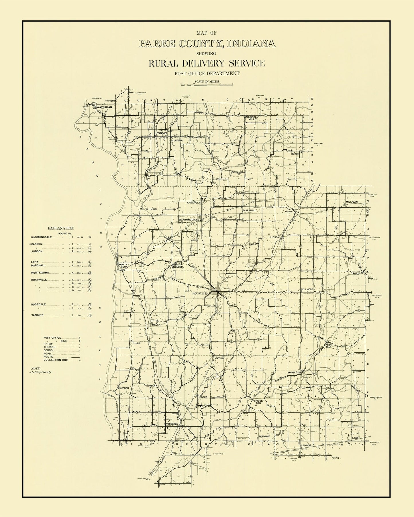 Vintage Map of Parke County, Indiana, 1911