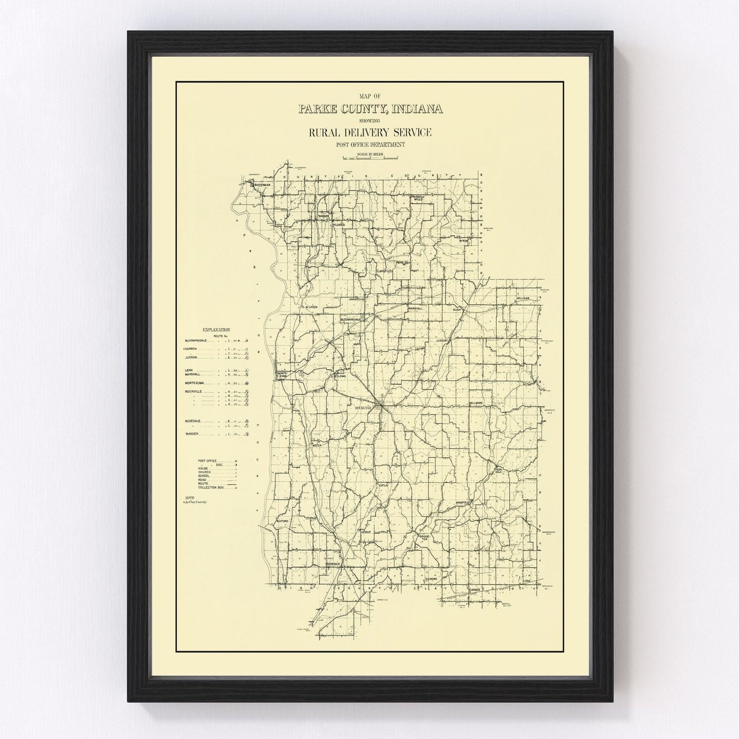 Vintage map of Parke County, Indiana, 1911