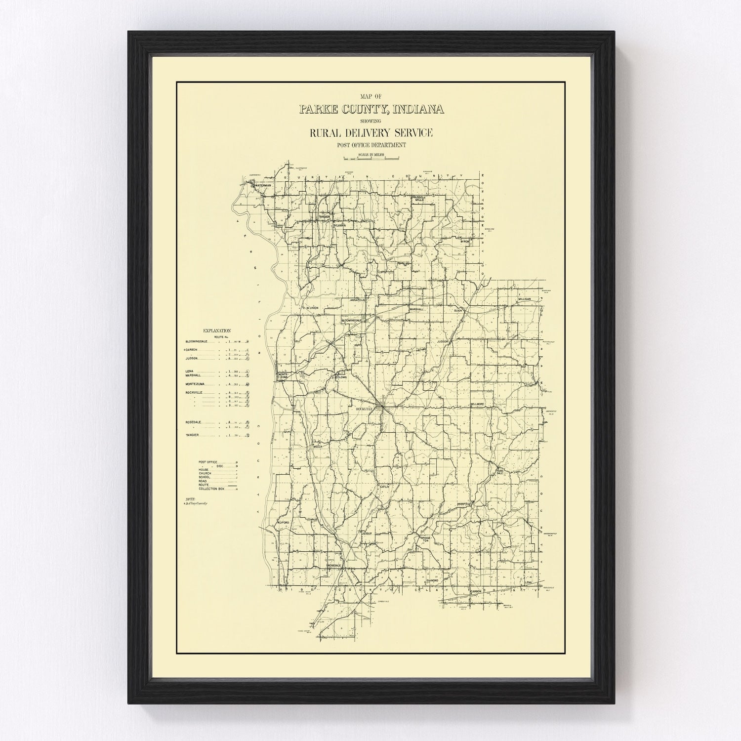 Vintage map of Parke County, Indiana, 1911
