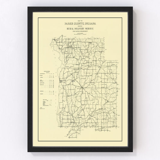 Vintage map of Parke County, Indiana, 1911