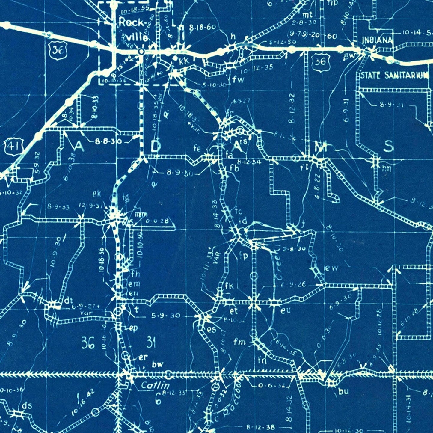 Vintage Map of Parke County, Indiana, 1936