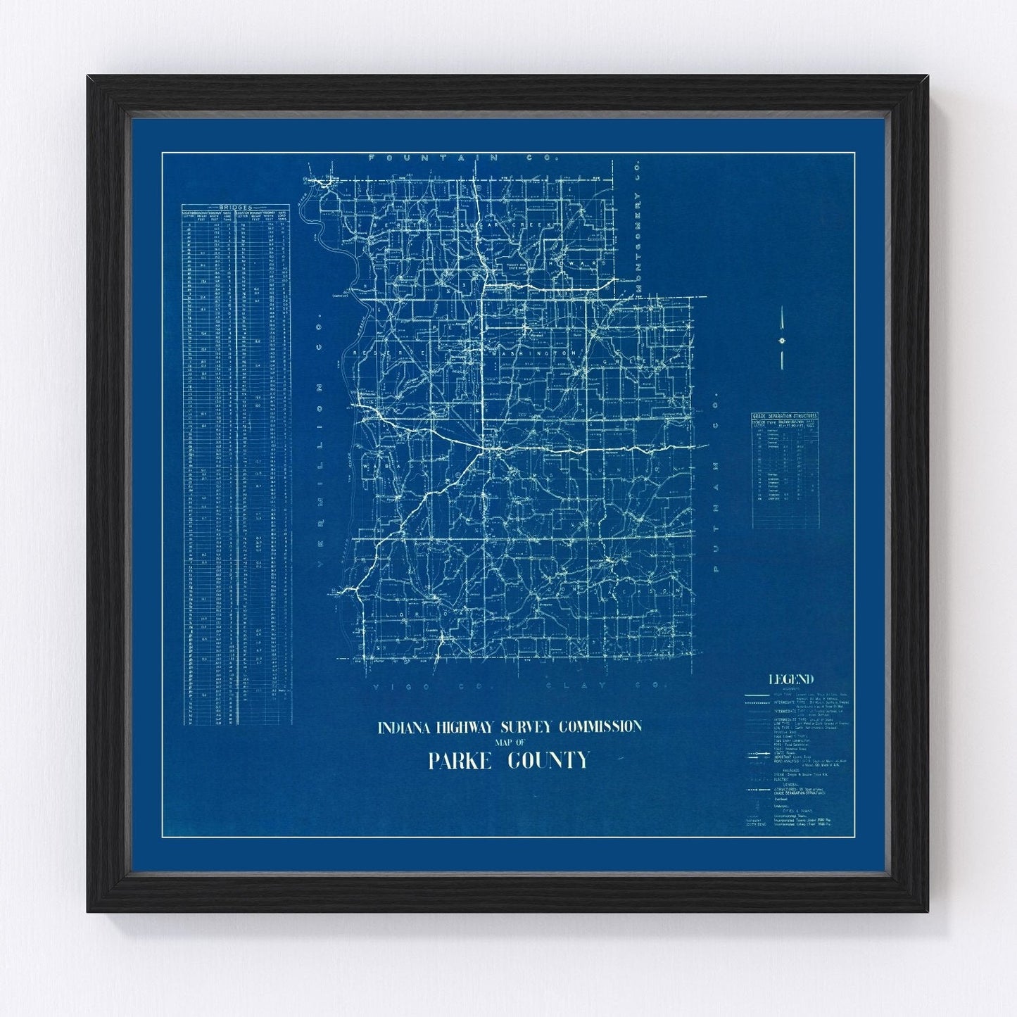 Vintage map of Parke County, Indiana, 1936