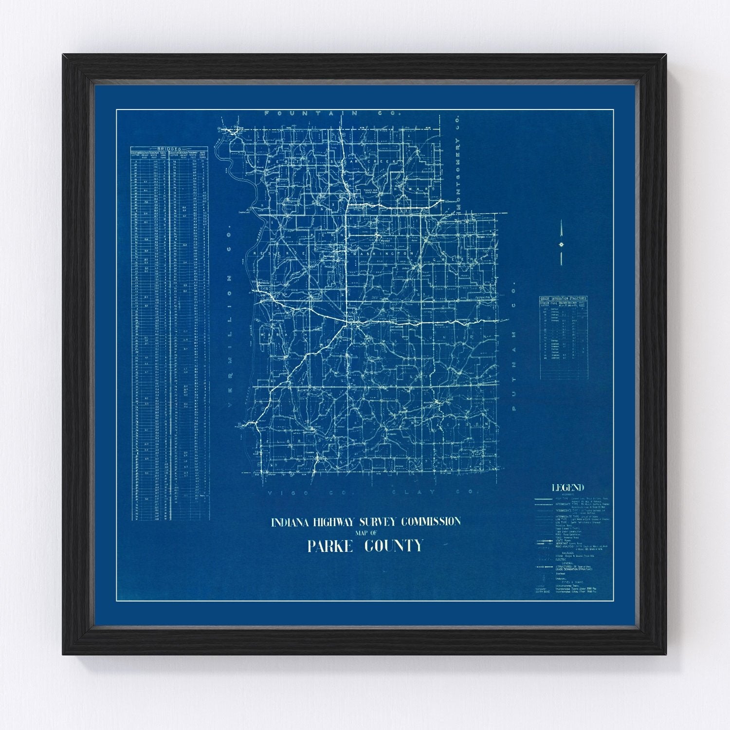 Vintage map of Parke County, Indiana, 1936