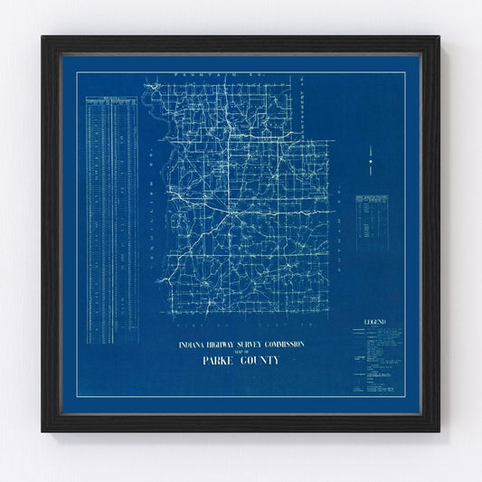 Vintage map of Parke County, Indiana, 1936