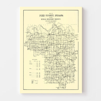 Vintage Map of Pike County, Indiana, 1910