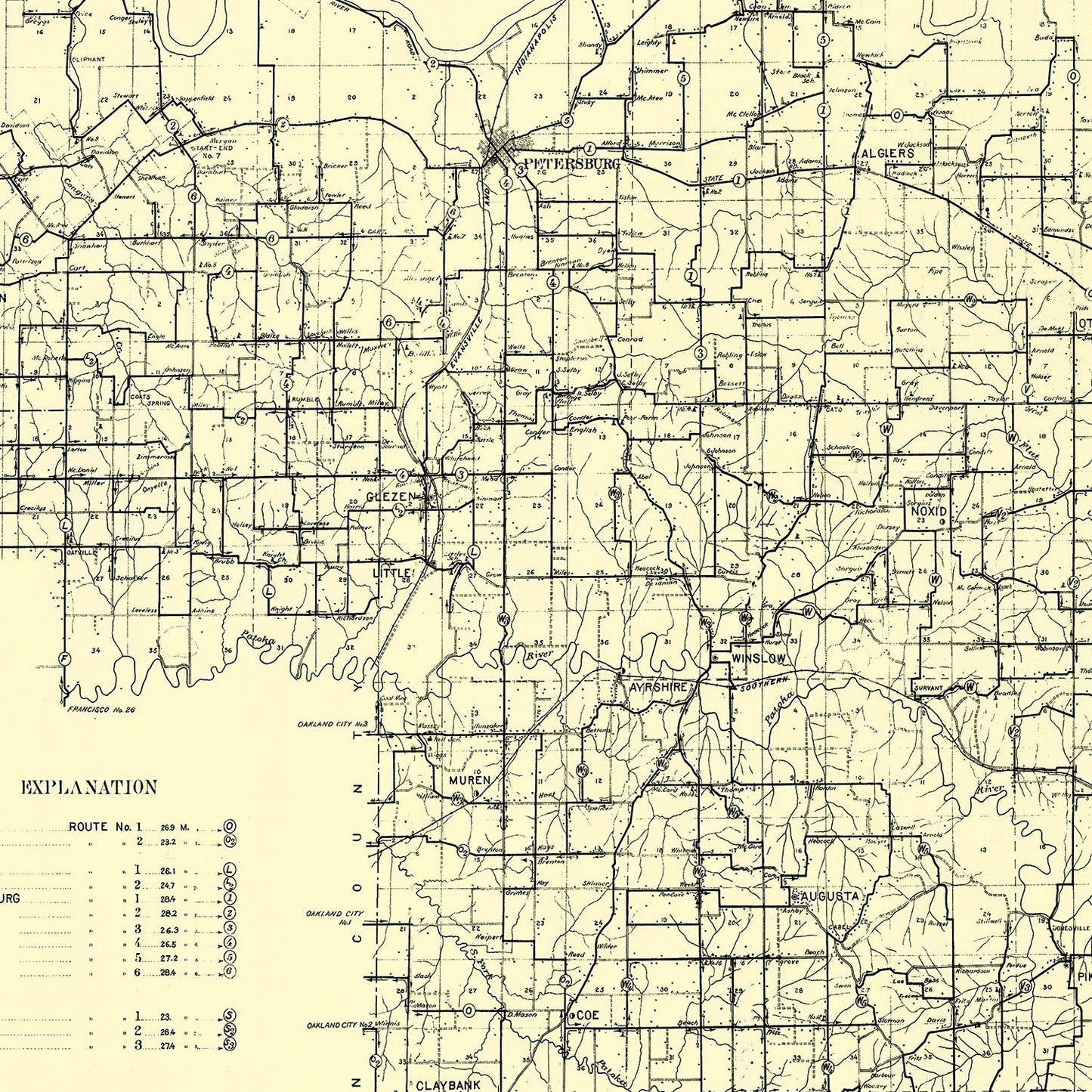 Vintage Map of Pike County, Indiana, 1910