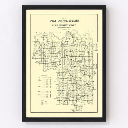 vintage map of Pike County, Indiana, 1910
