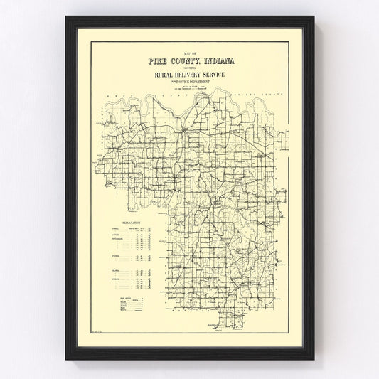 vintage map of Pike County, Indiana, 1910