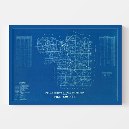 Vintage Map of Pike County, Indiana, 1936