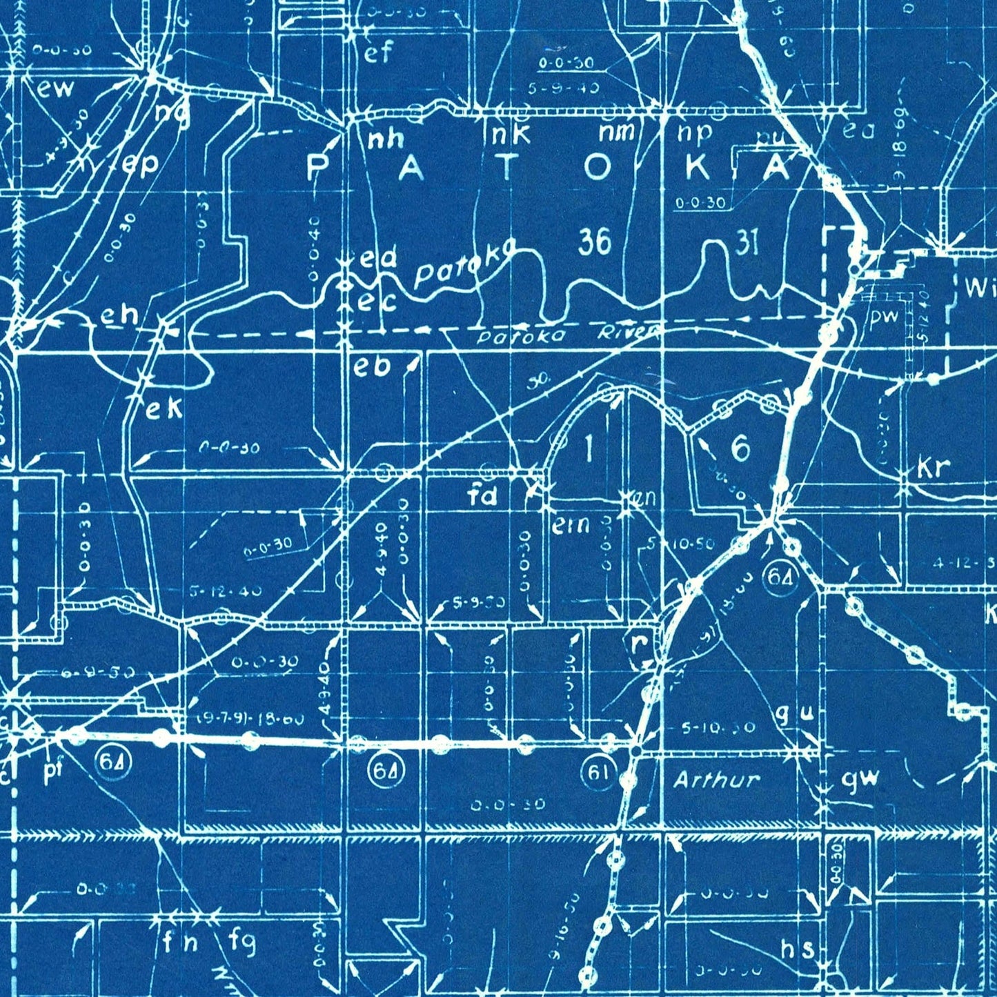 Vintage Map of Pike County, Indiana, 1936