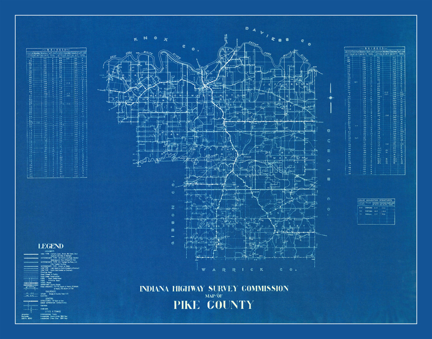 Vintage Map of Pike County, Indiana, 1936