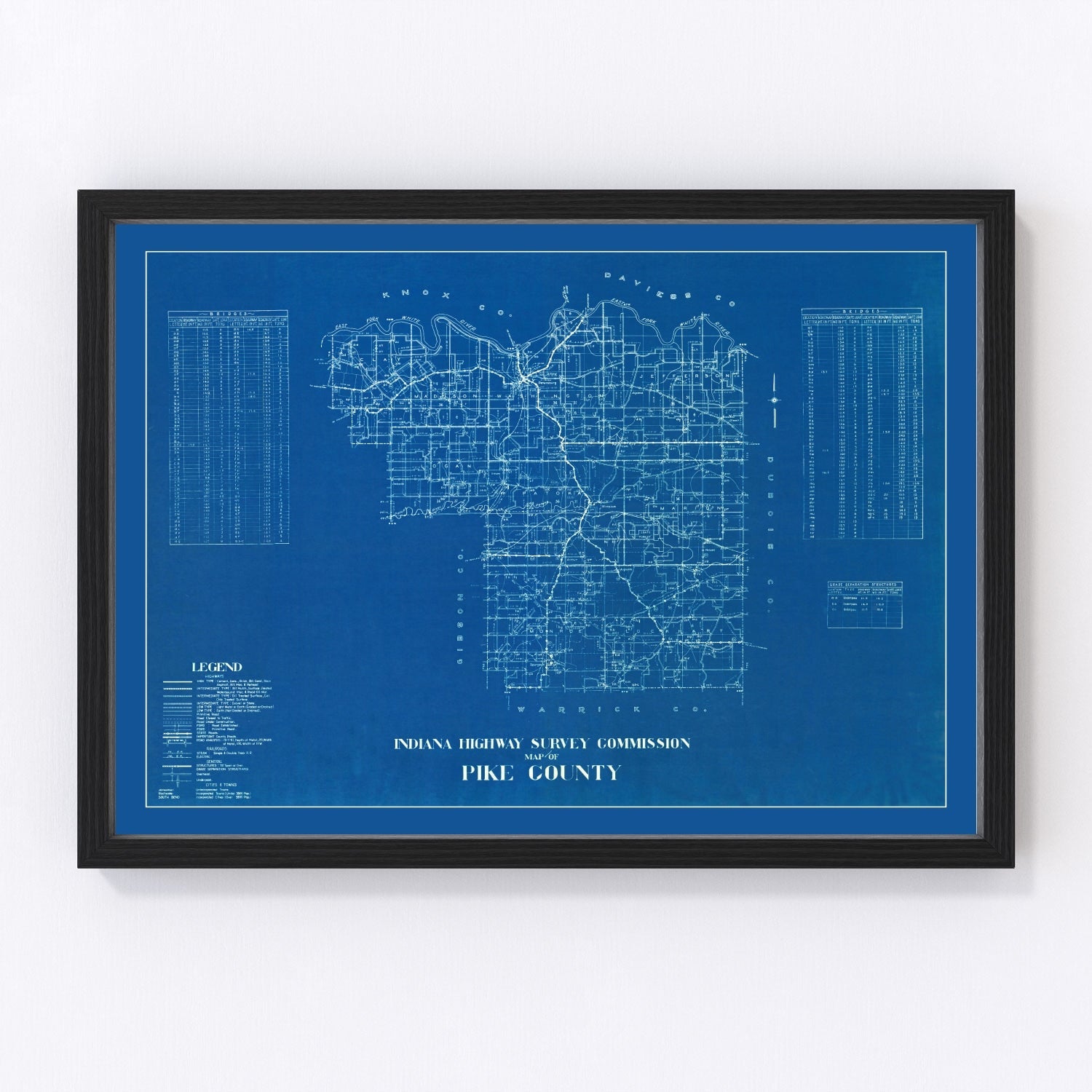 vintage map of Pike County, Indiana, 1936