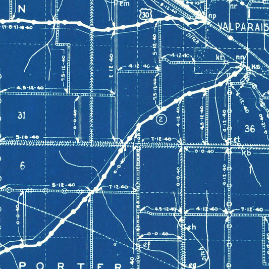 Vintage Map of Porter County, Indiana, 1936