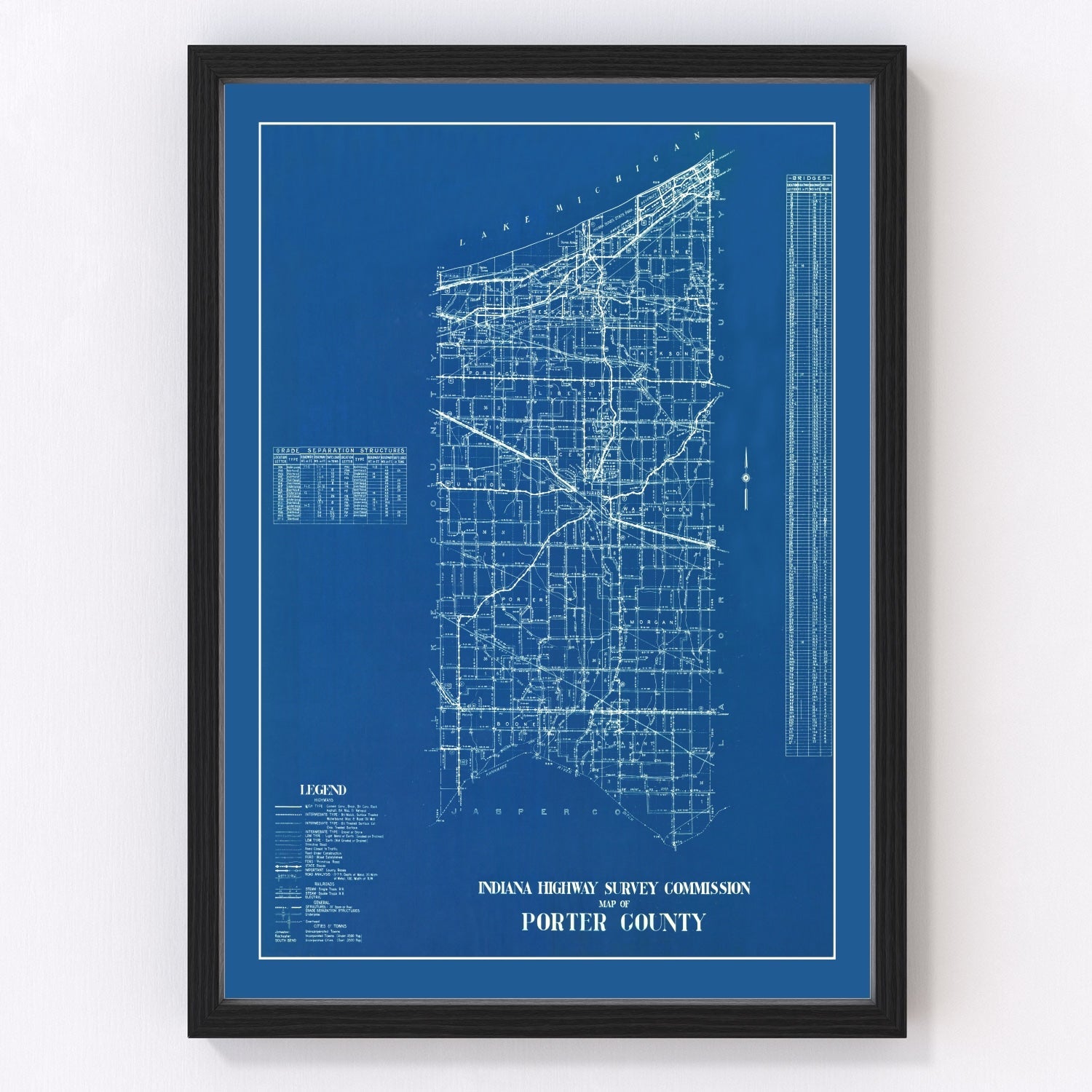 Vintage map of Porter County, Indiana, 1936