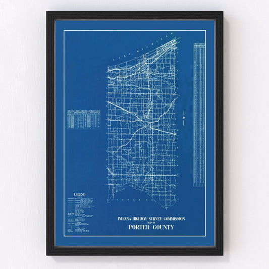 Vintage map of Porter County, Indiana, 1936