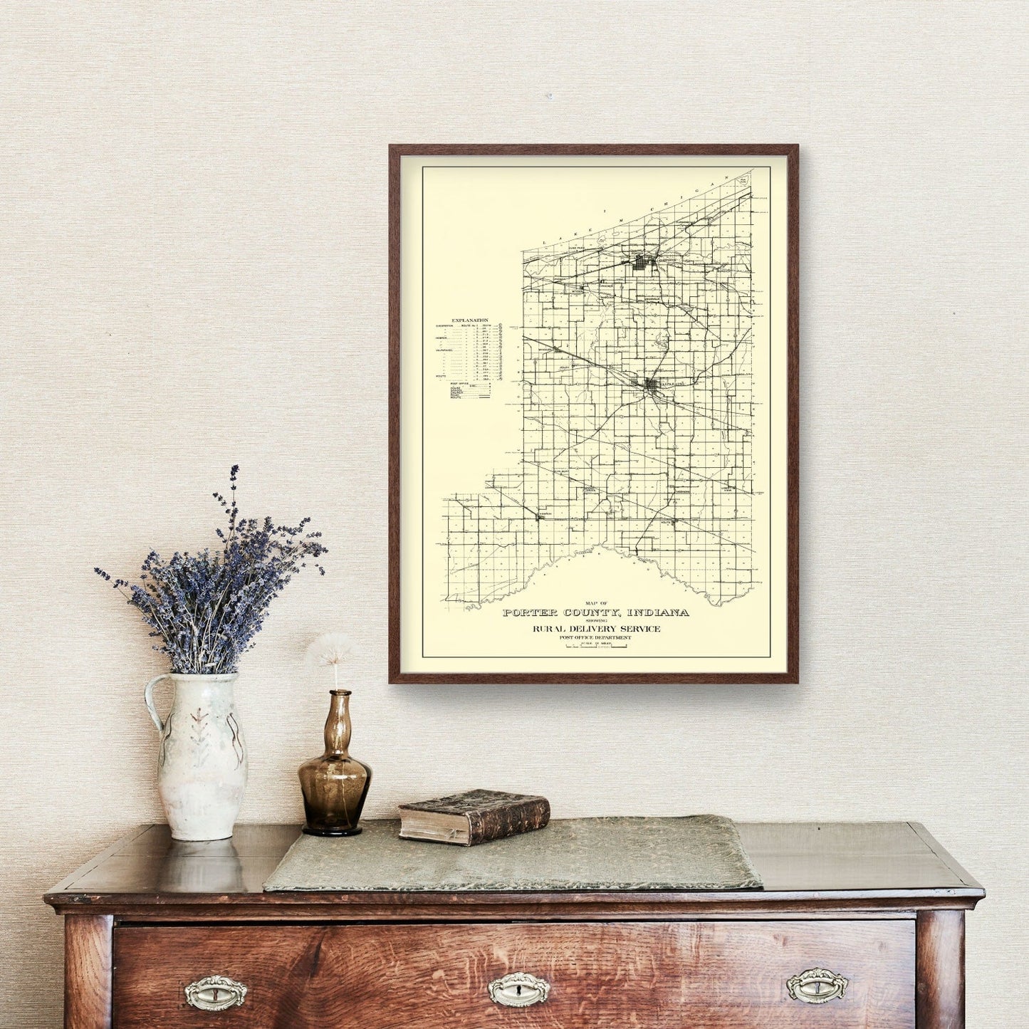 Vintage Map of Porter County, Indiana, 1911