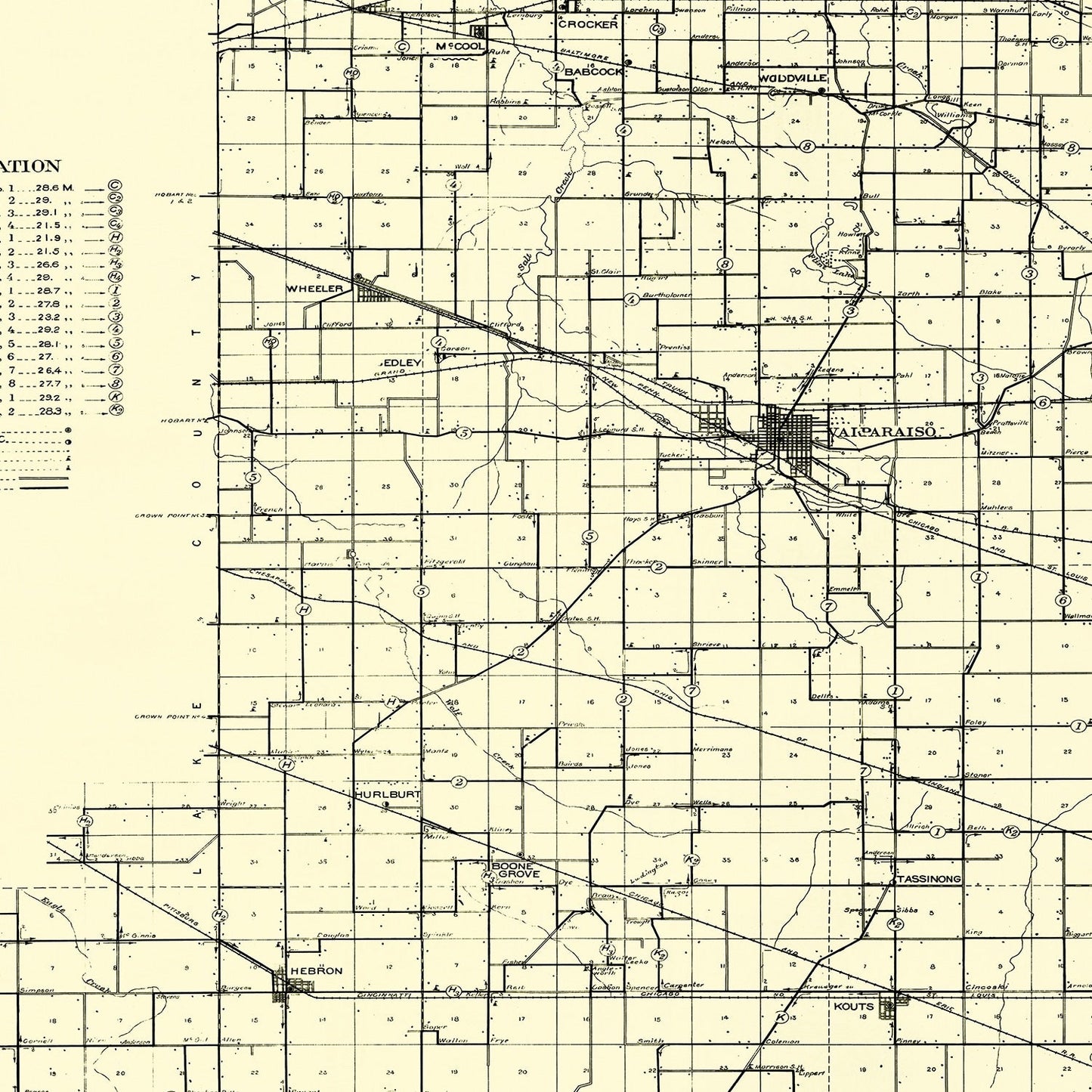 Vintage Map of Porter County, Indiana, 1911