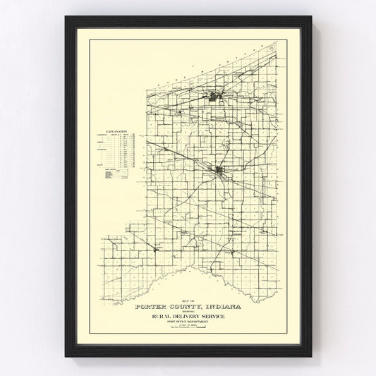 Vintage map of Porter County, Indiana, 1911