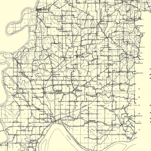 Vintage Map of Posey County, Indiana, 1909