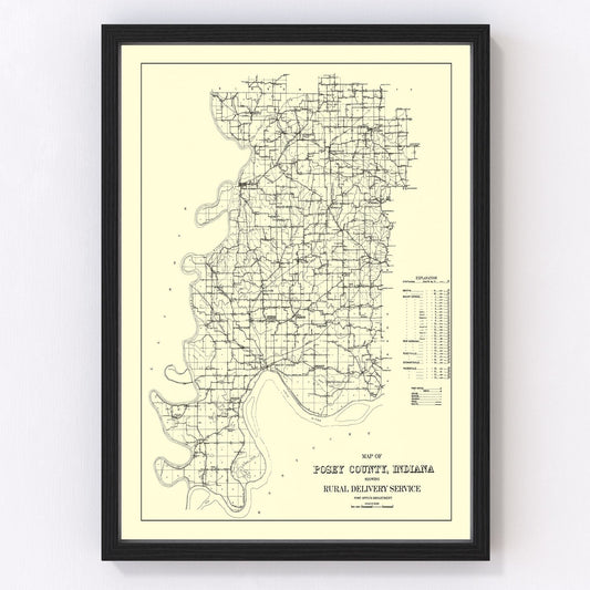 Vintage map of Posey County, Indiana, 1909