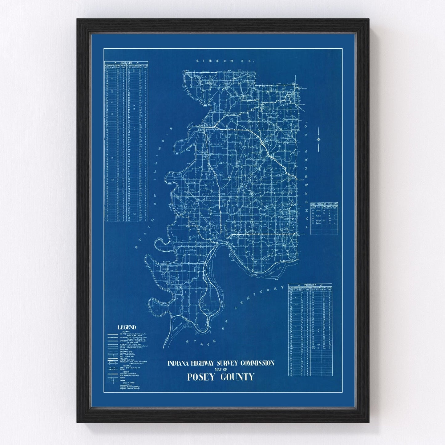 Vintage map of Posey County, Indiana, 1936