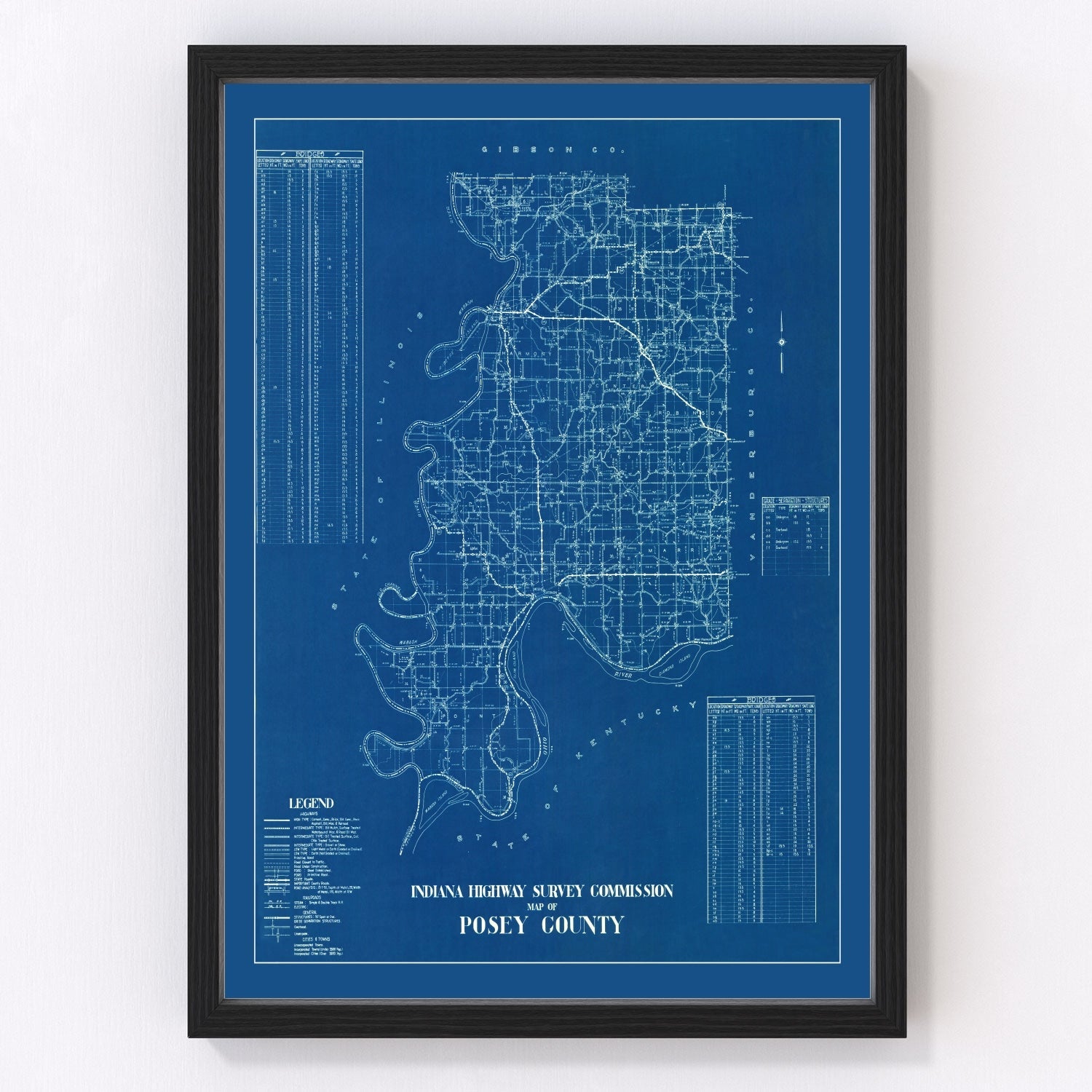 Vintage map of Posey County, Indiana, 1936