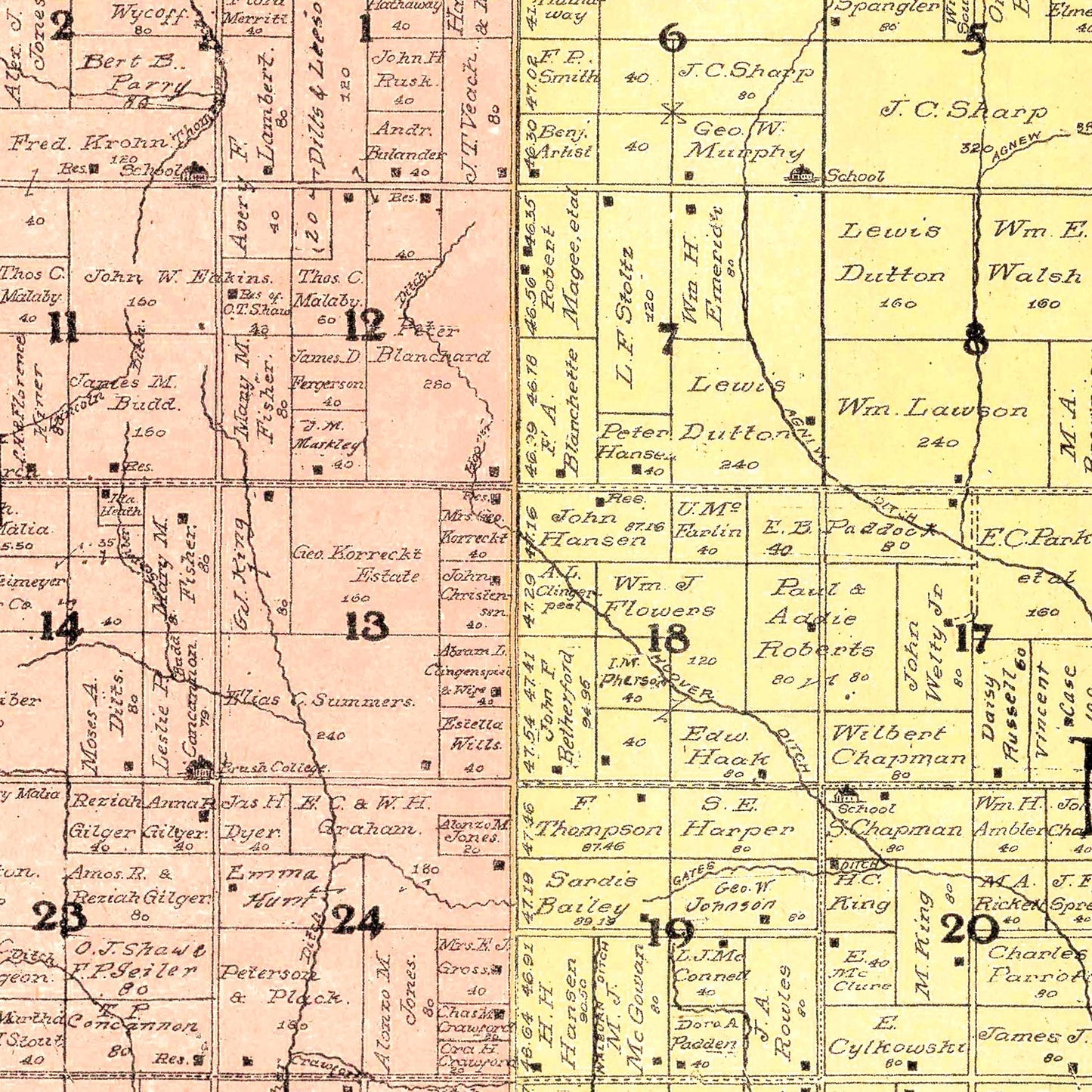 Vintage Map of Pulaski County, Indiana, 1911