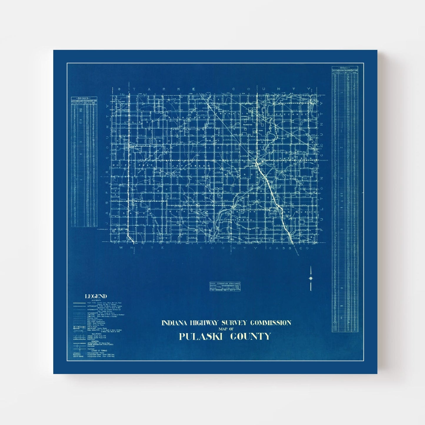 Vintage Map of Pulaski County, Indiana, 1936