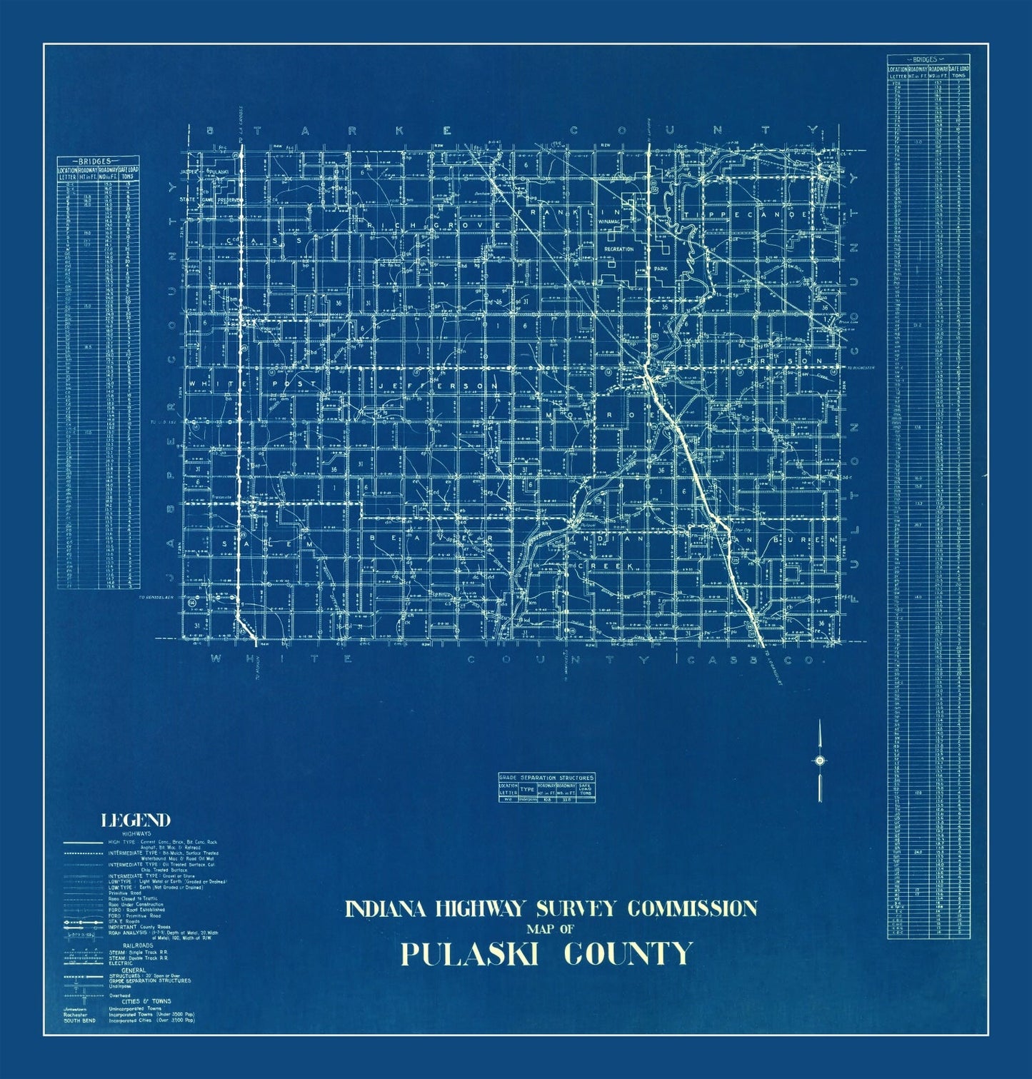 Vintage Map of Pulaski County, Indiana, 1936