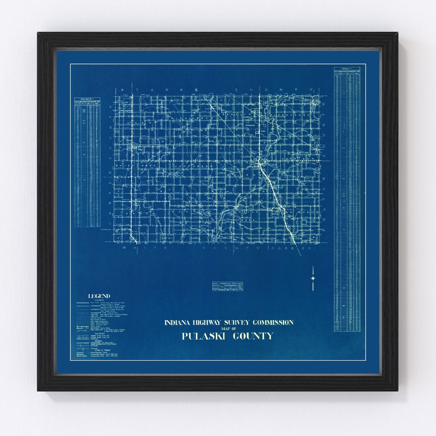 Vintage map of Pulaski County, Indiana, 1936