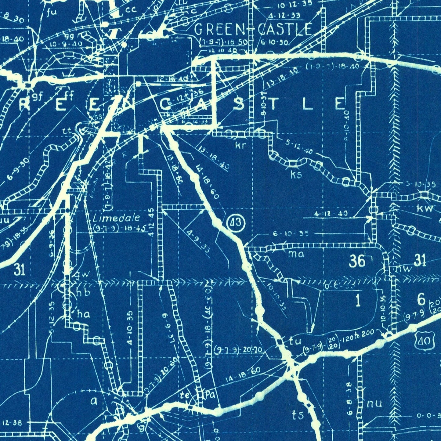 Vintage Map of Putnam County, Indiana, 1936