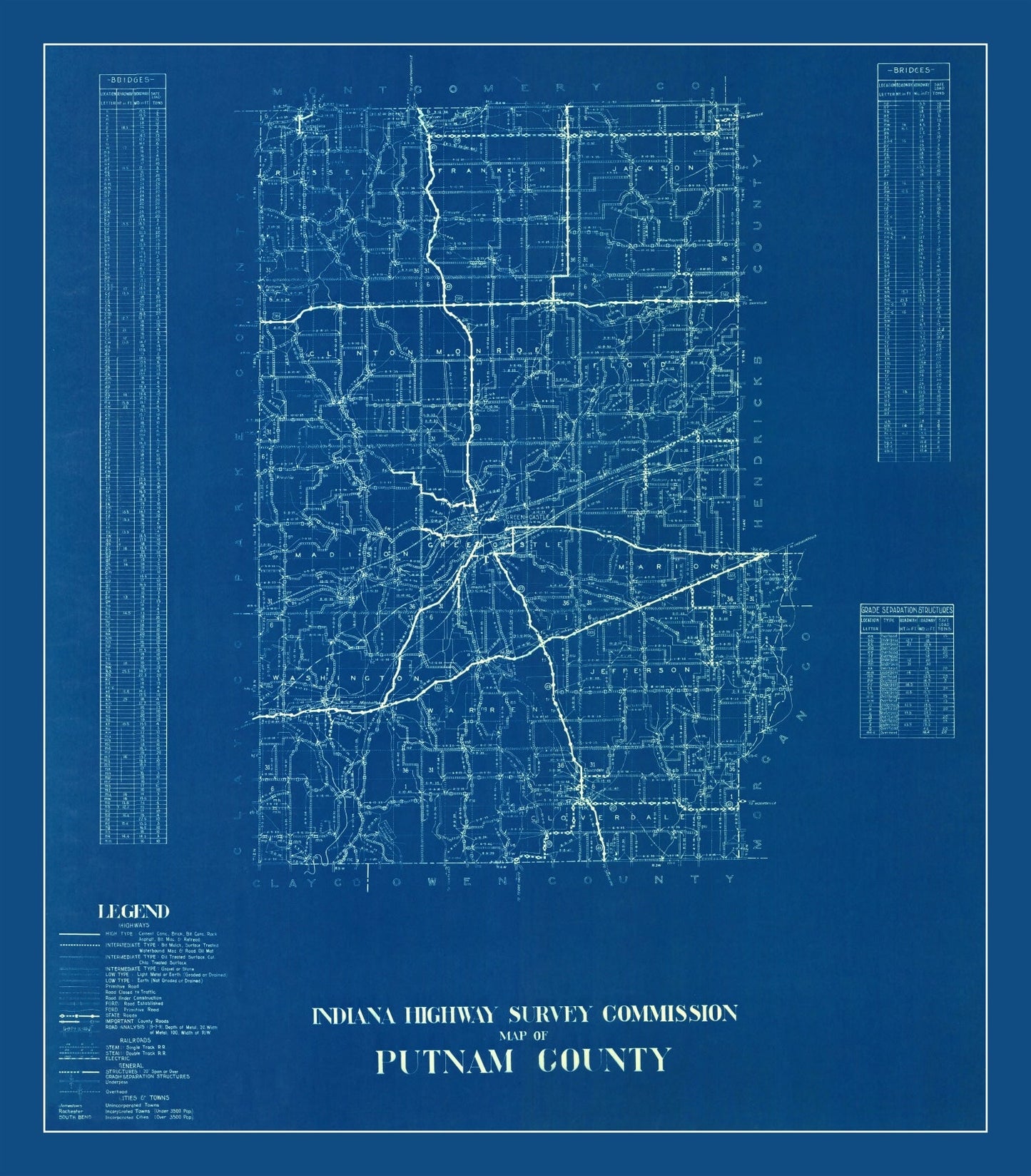 Vintage Map of Putnam County, Indiana, 1936