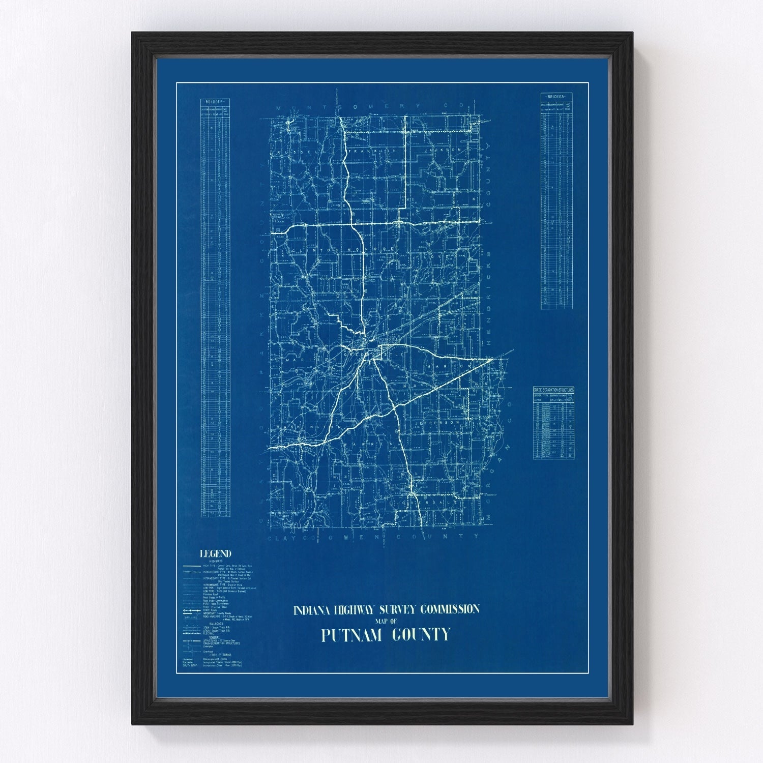 Vintage map of Putnam County, Indiana, 1936