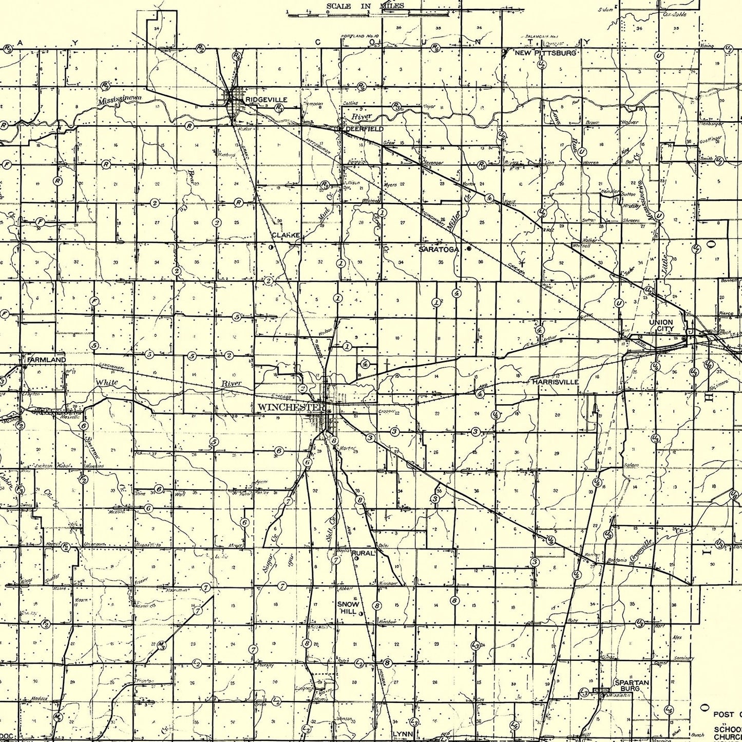Vintage Map of Randolph County, Indiana, 1910