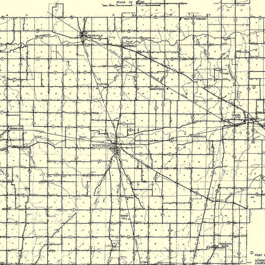 Vintage Map of Randolph County, Indiana, 1910
