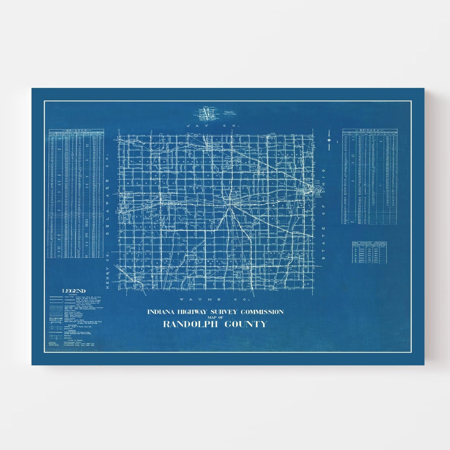 Vintage Map of Randolph County, Indiana, 1936