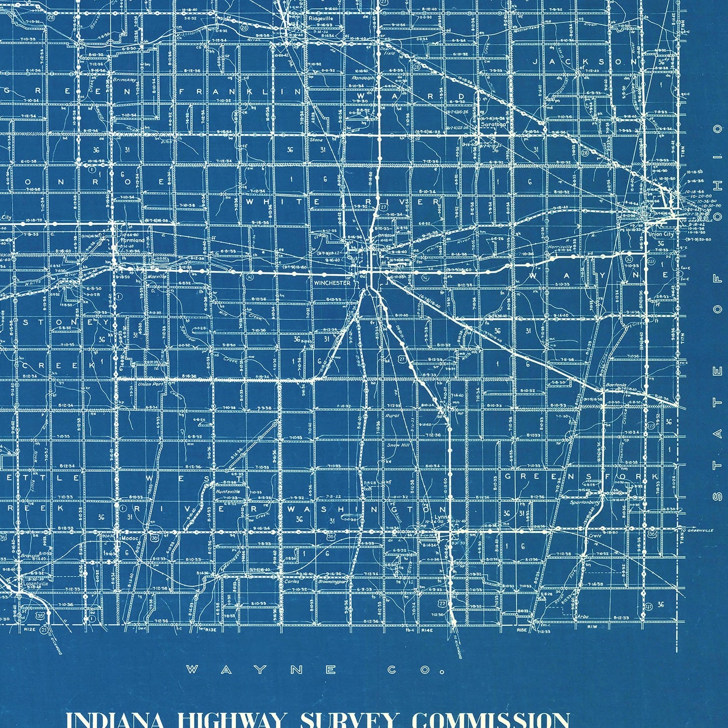 Vintage Map of Randolph County, Indiana, 1936