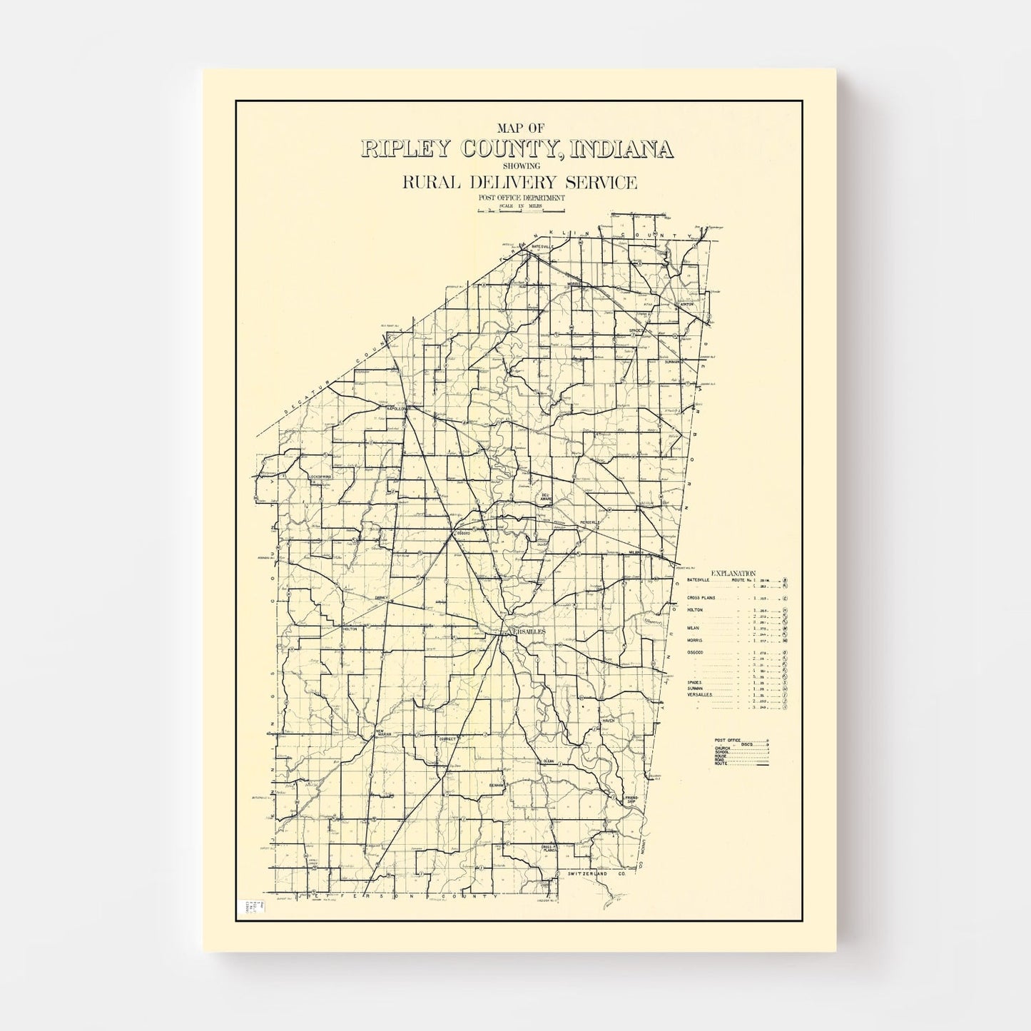 Vintage Map of Ripley County, Indiana, 1909