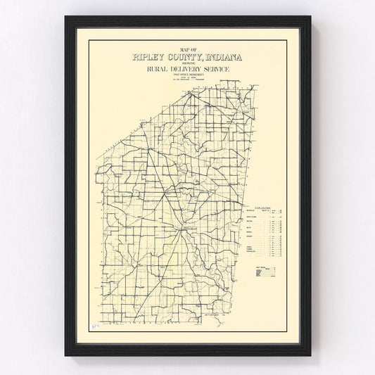 Vintage map of Ripley County, Indiana, 1909