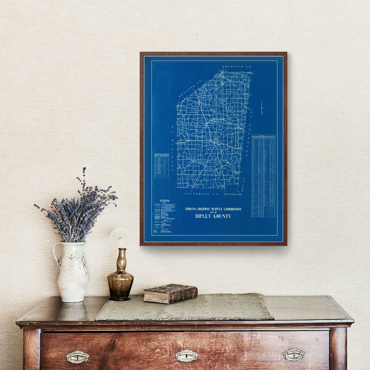 Vintage Map of Ripley County, Indiana, 1936