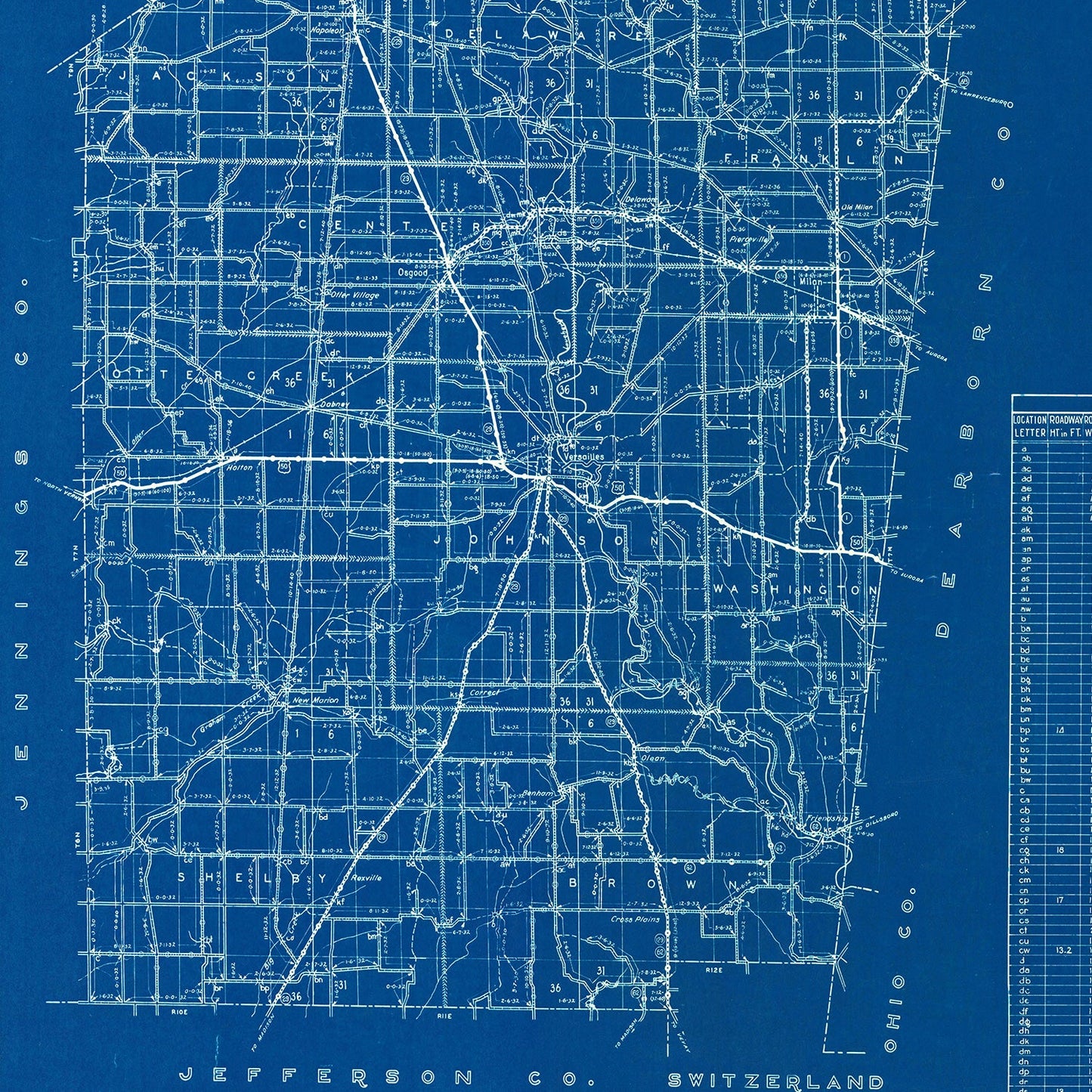 Vintage Map of Ripley County, Indiana, 1936