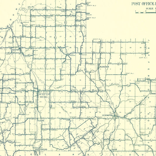 Vintage Map of Scott County, Indiana, 1910