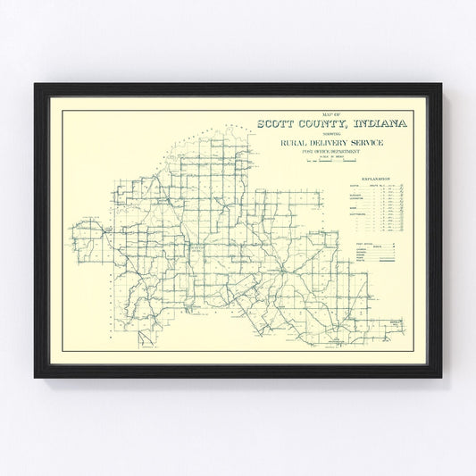 vintage map of Scott County, Indiana, 1910