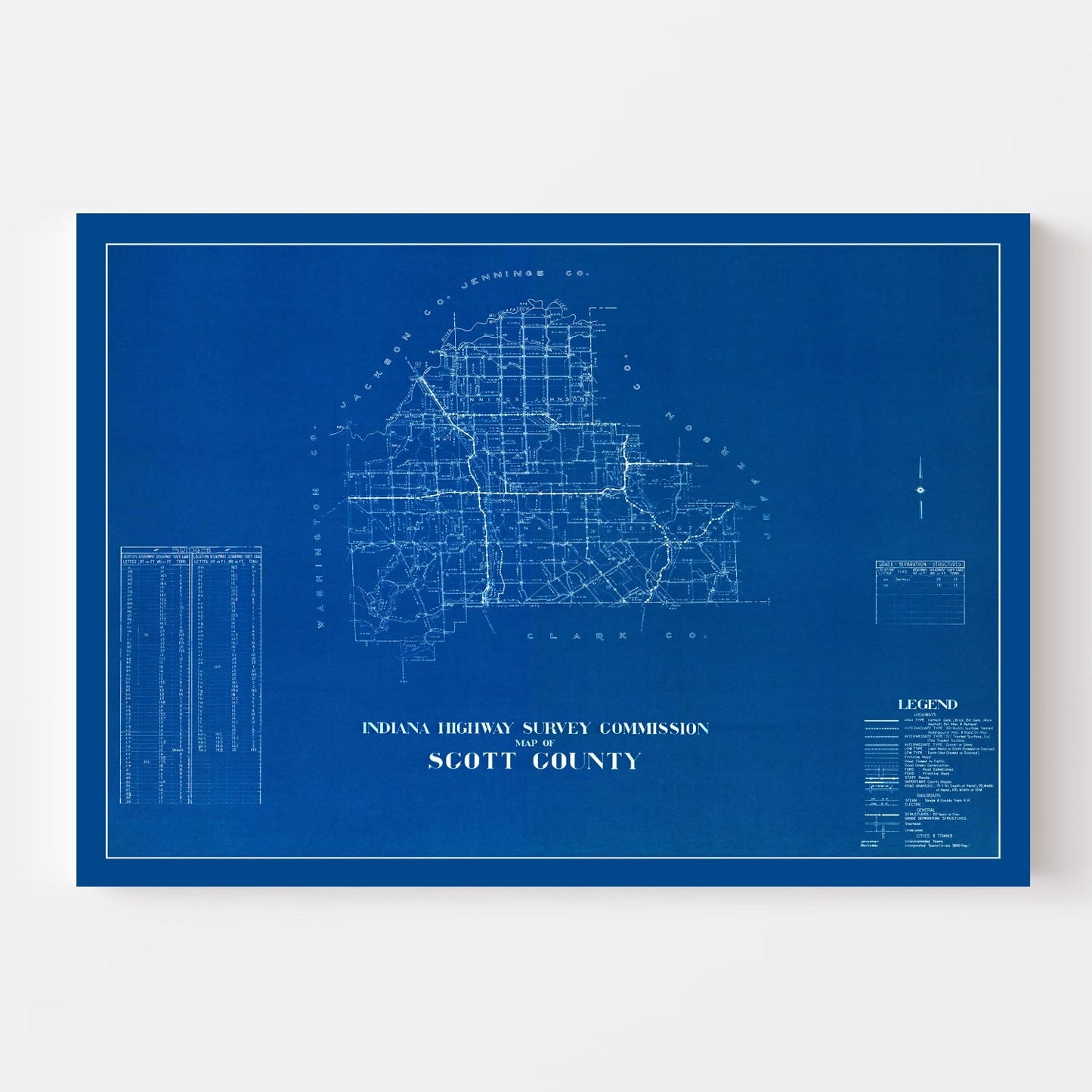 Vintage Map of Scott County, Indiana, 1936